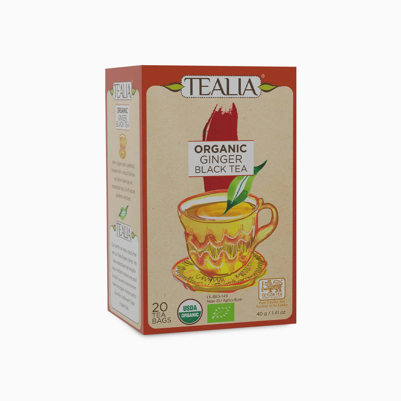 Organic Black Tea with Ginger (20 Envelope Tea Bags)