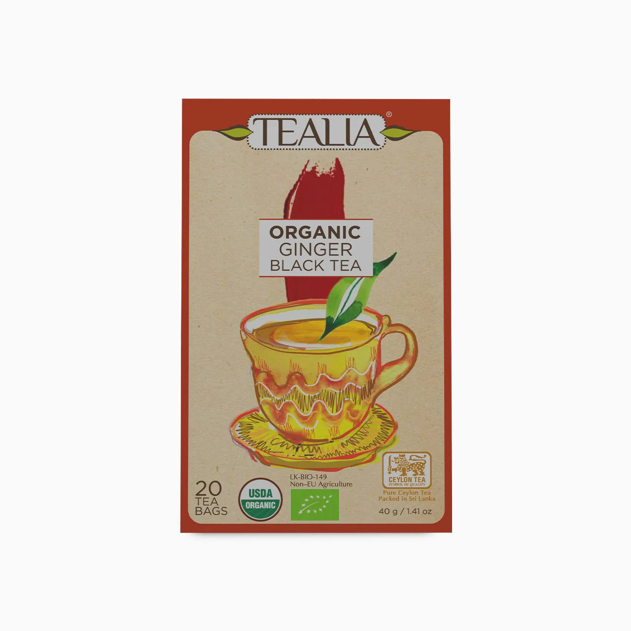 Organic Black Tea with Ginger (20 Envelope Tea Bags)