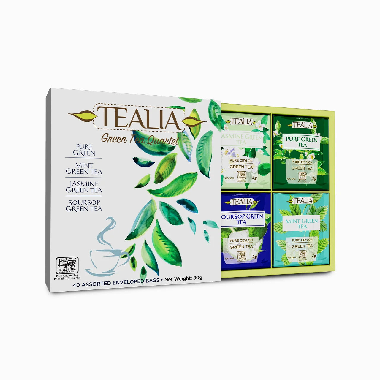 Presentation Box Green Tea Quartet - 40 Enveloped Tea Bags