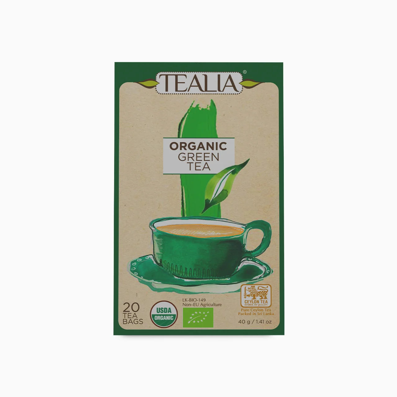 Organic Green Tea (20 Envelope Tea Bags)