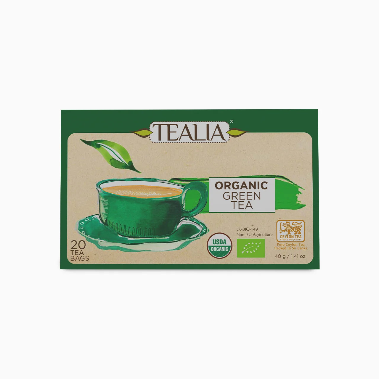 Organic Green Tea (20 Envelope Tea Bags)