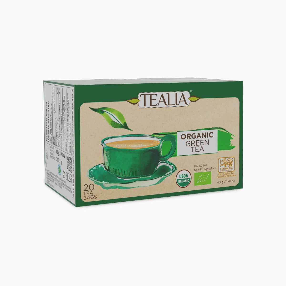 Green Tea Rtsr Organic Green Tea (20 Envelope Tea Bags) – Tealia Teas