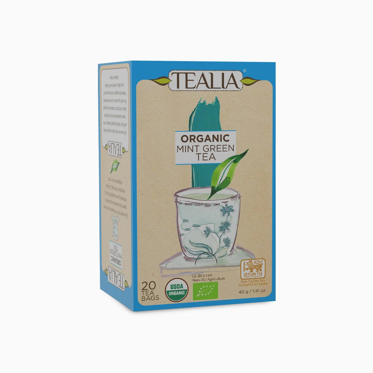 Organic Green Tea with Mint (20 Envelope Tea Bags)