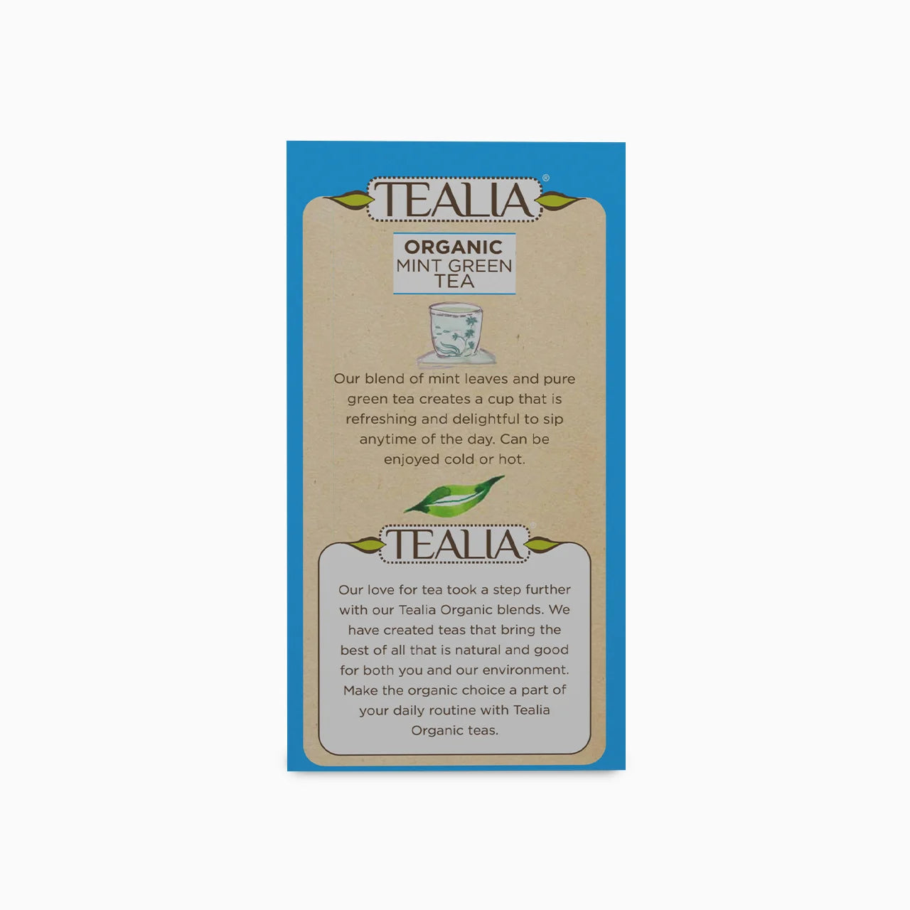 Organic Green Tea with Mint (20 Envelope Tea Bags)