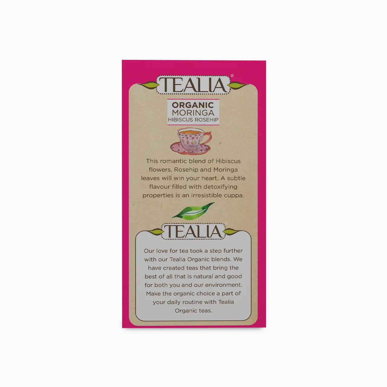 Organic Moringa Hibiscus Rosehips (20 Envelope Tea Bags)