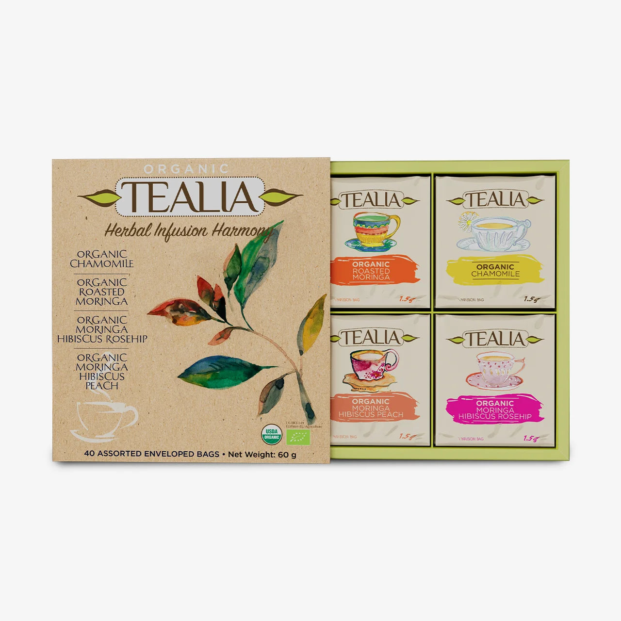 Tealia Organic Herbal Tea Box - 4 blends x 10 TB