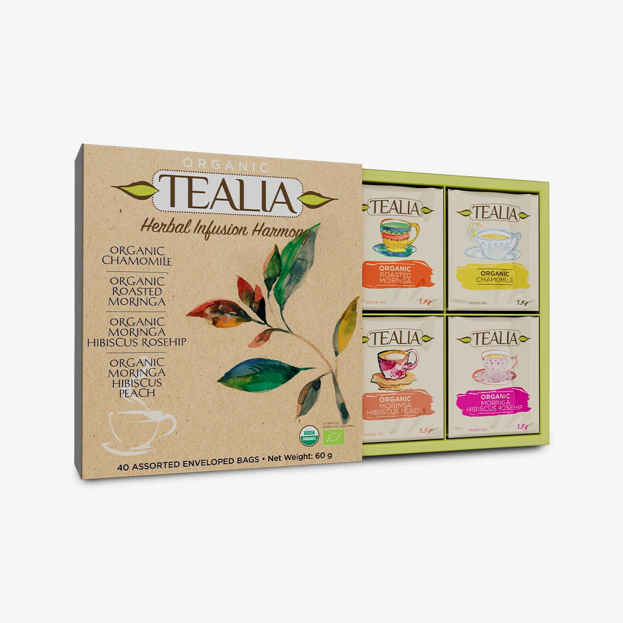 Tealia Organic Herbal Tea Box - 4 blends x 10 TB